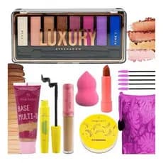 Kit Maquiagem Pó Banana Esponja Base Gloss Blush Perfume