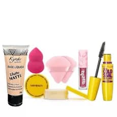 Kit Make Com Base Pó Banana Gloss e Rimel Completa
