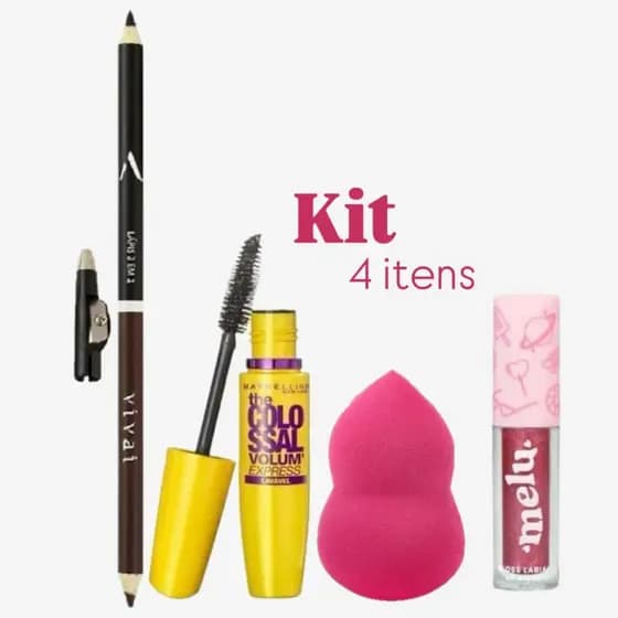 Kit de Maquiegem Cabe na Bolsa Lapis de Olho Gloss Rimel