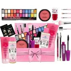 KIT DE MAQUIAGEM COM NECESSAIRE E SERUM MELU GLOSS E BASE