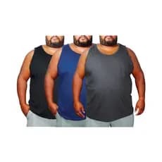 Kit 3 Camisetas Regata Plus Size Lisa Promoção Algodão Básica Blusa Treino Camisa Academia