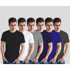 Kit 6 Camisetas Manga Curta 100% Algodão Lisa Básica Tradicional Academia Dia a Dia Treino Confortante Casual Minimalista