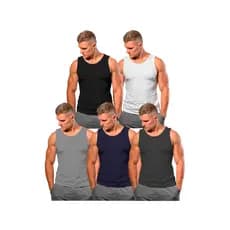 Kit 5 Camisetas Regata Masculina lisa 100% Algodão DIRETO DO FABRICANTE Básica Tradicional Academia