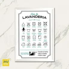 Quadro Guia Lavanderia/Quadro Decorativo/Lavanderia/Instruções de Lavagem/Quadro com Moldura/Lavanderia