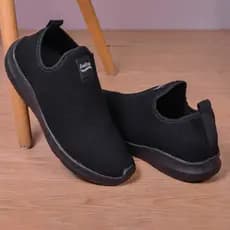 Tenis Meia Unissex  Preto/Pto/Bco Slip On Confortavel Caminhada Academia Calce Fácil Casual