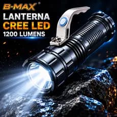 Lanterna Tática LED Cree 1200 Lumens Recarregável B-Max BM8806 com Zoom Ajustável, Função SOS e Alta Potência