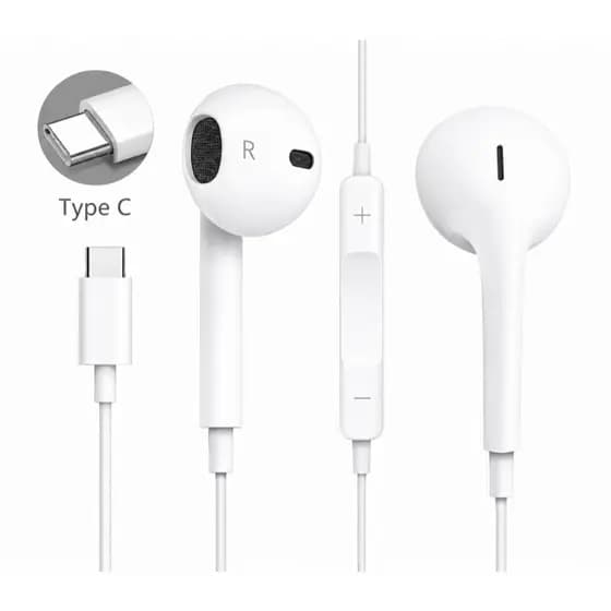Fone De Ouvido Tipo C Para Xiaomi Branco Com Microfone Som HD Stereo Android Original Extra Bass