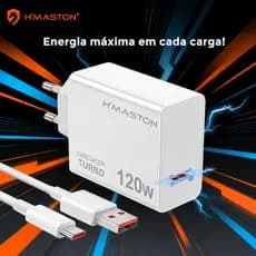 Carregador Turbo 120W H'Maston LR31-3 USB + Cabo Tipo-C | Carregamento Rápido