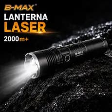 Lanterna Tática LED Recarregável USB-C B-MAX BM-8534 Super Potente com Zoom 2000m Longo Alcance Resistente para Caça Pes