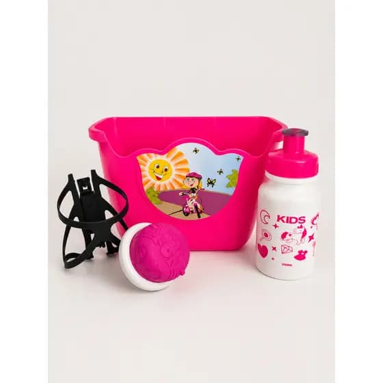 Kit Cestinha Para Bicicleta Infantil Cestinha, Buzina e Garrafinha com Suporte