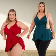 Maiô Plus Size Versátil Body Feminino Tecido Confortável Moda Praia Piscina Uso Dia A Dia Casual Trabalho