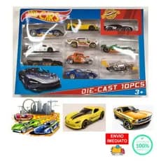 Kit 10 Carrinho Hot Cars Miniaturas Colecionavel