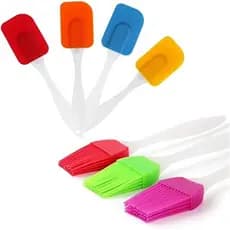 Kit Espátula e Pincel de Silicone com Cabo Plástico Transparente