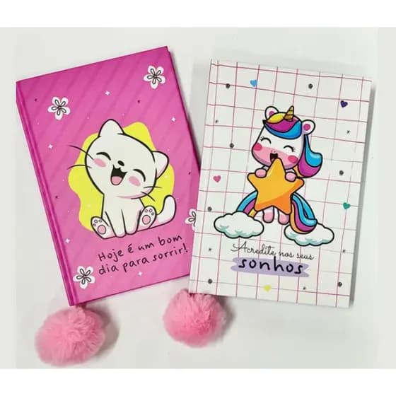 Caderno Caderneta para Anotações brochura Agenda  Capa Dura A5 80 fls Pets Cachorro Unicórnio Gato14x20cm
