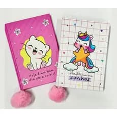 Caderno Caderneta para Anotações brochura Agenda  Capa Dura A5 80 fls Pets Cachorro Unicórnio Gato14x20cm