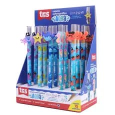 Caneta - Tris Aqua - Ponta Média 1.0 mm - com Toppers Temáticos do Fundo do Mar - Tinta Azul