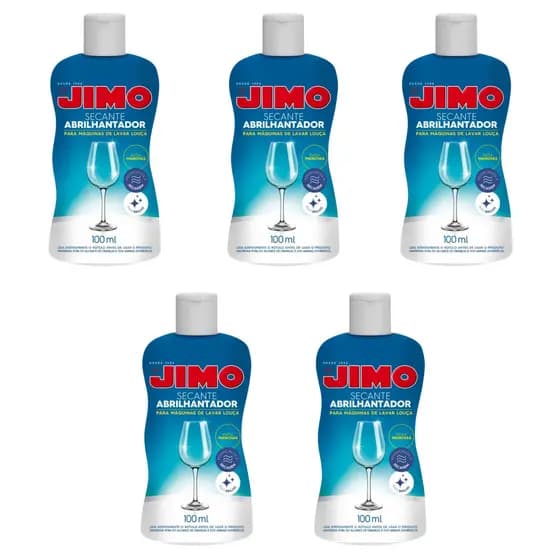 Jimo Secante Lava-Louças 5 Frascos 100ml Cada Para Brilho Impecável
