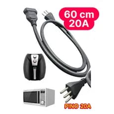 Cabo Extensor Prolongador 0,60 CM 20A para microondas , secador, airfrayer, forno