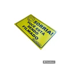 Placa De Sinalização Sorria Você Está Sendo Filmado Aluminio 12x18 cm