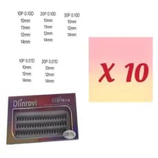 KIT 10 Caixas Cílios Postiços 6D MINK 10P/20P/30p-Tufos sem Nó