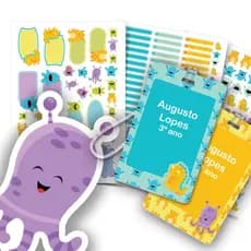 Etiqueta Escolar Personalizada Monstrinhos 2 Tags Mochila