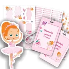 Etiqueta Escolar Personalizada Bailarina Ruiva 2 Tags Mochila