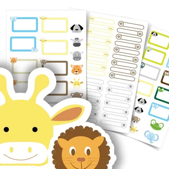 Etiquetas Personalizadas Escolares Animais Safari Kit Jumbo