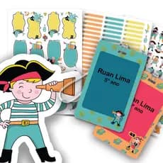 Etiquetas Escolares Pirata Personalizadas 2 Tags Mochila