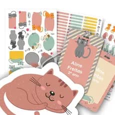 Etiquetas Escolares Gatinhos Personalizadas 2 Tags Mochila