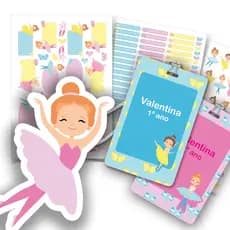 Etiquetas Escolares Bailarina Personalizadas 2 Tags Mochila