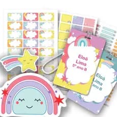 Etiquetas Escolares Personalizadas Arco-íris 2 Tags Mochila
