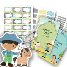 Etiquetas Material Escolar Personalizadas Fazenda com 2 Tags