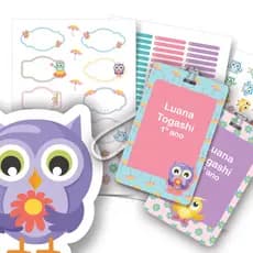 Etiquetas Escolares Personalizadas Corujas e 2 Tags Mochila