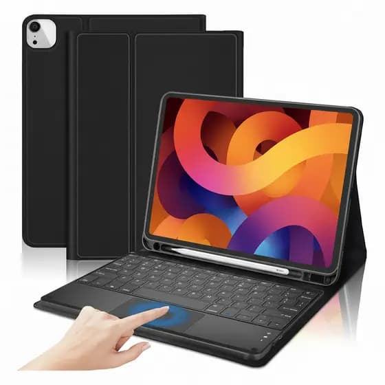 Capa Para iPad 10.2" 7ª 8ª 9ª Geração 2019 com Teclado Mouse Touchpad Bluetooth Preto