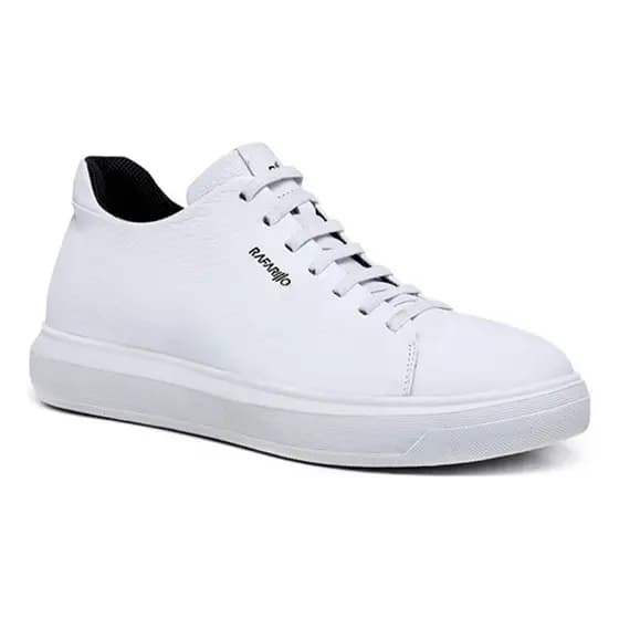 Tênis Casual Urbano Masculino Rafarillo Alth Em Couro Preto Branco Aumenta Altura 7cm Original 93055
