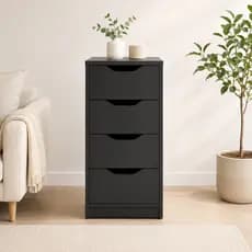 Gaveteiro Multiuso 4 Gavetas Preto – Organizador Para Quarto Escritório