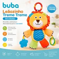 Pelúcia Leãozinho Treme Treme Atividades Buba com Chocalho Mordedor e Argolas