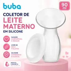 Coletor de Leite Materno em Silicone Buba 90ml com Tampa Livre de BPA