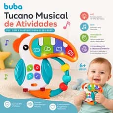 Brinquedo Tucano Musical Buba Bebê Com Luz Som Mordedor Piano Infantil Atividades +6 Meses