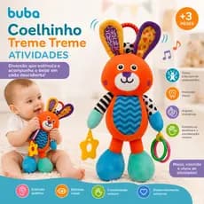 Pelúcia Coelhinho Treme Treme Buba Brinquedo Sensorial Chocalho Mordedor Bebê +3 Meses