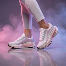 Tênis Feminino Branco Para Esporte Corrida Academia Caminhada Amortecimento Leve Macio Confortável