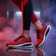 Tênis Colorido Feminino Masculino Vermelho Esportivo Corrida Academia Leve Macio Confortável