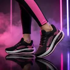 Tênis Feminino Básico Preto Respirável Esporte Corrida Academia Leve Macio Confortável Dia a Dia