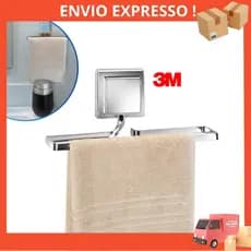 Suporte Porta Toalha de Rosto Banheiro Sem Furo 3M Cromado
