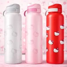 Garrafinha De Água Squeeze 1 Litro Hello Kitty Escritório Academia Tampa Emborrachada Escola Creche
