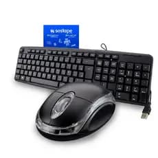 Teclado e Mouse Com Fio USB Computador Pc Notebook + Mousepad