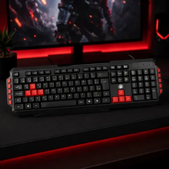 Teclado + Mouse Gamer ABNT2 Teclas Destacadas Multimídia Lateral USB Kit