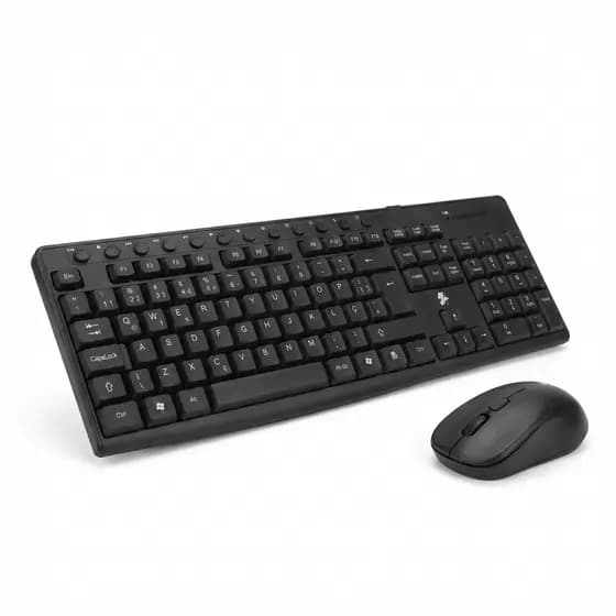Kit Teclado e Mouse Sem Fio Compatível Notebook Pc Combo ABNT2 USB Cor Preto