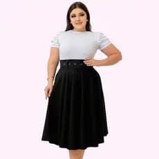 SAIA MIDI ACOMPANHA CINTO MODA MODESTA CAIMENTO MARAVILHOSO PROMOÇÃO COM CINTO