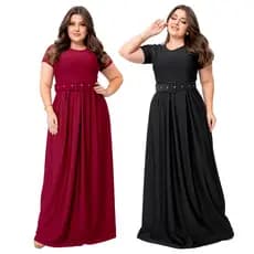 Kit Com 2 Vestidos Longos Estampados Floral Acompanha Cinto